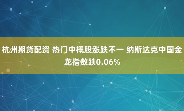 杭州期货配资 热门中概股涨跌不一 纳斯达克中国金龙指数跌0.06%